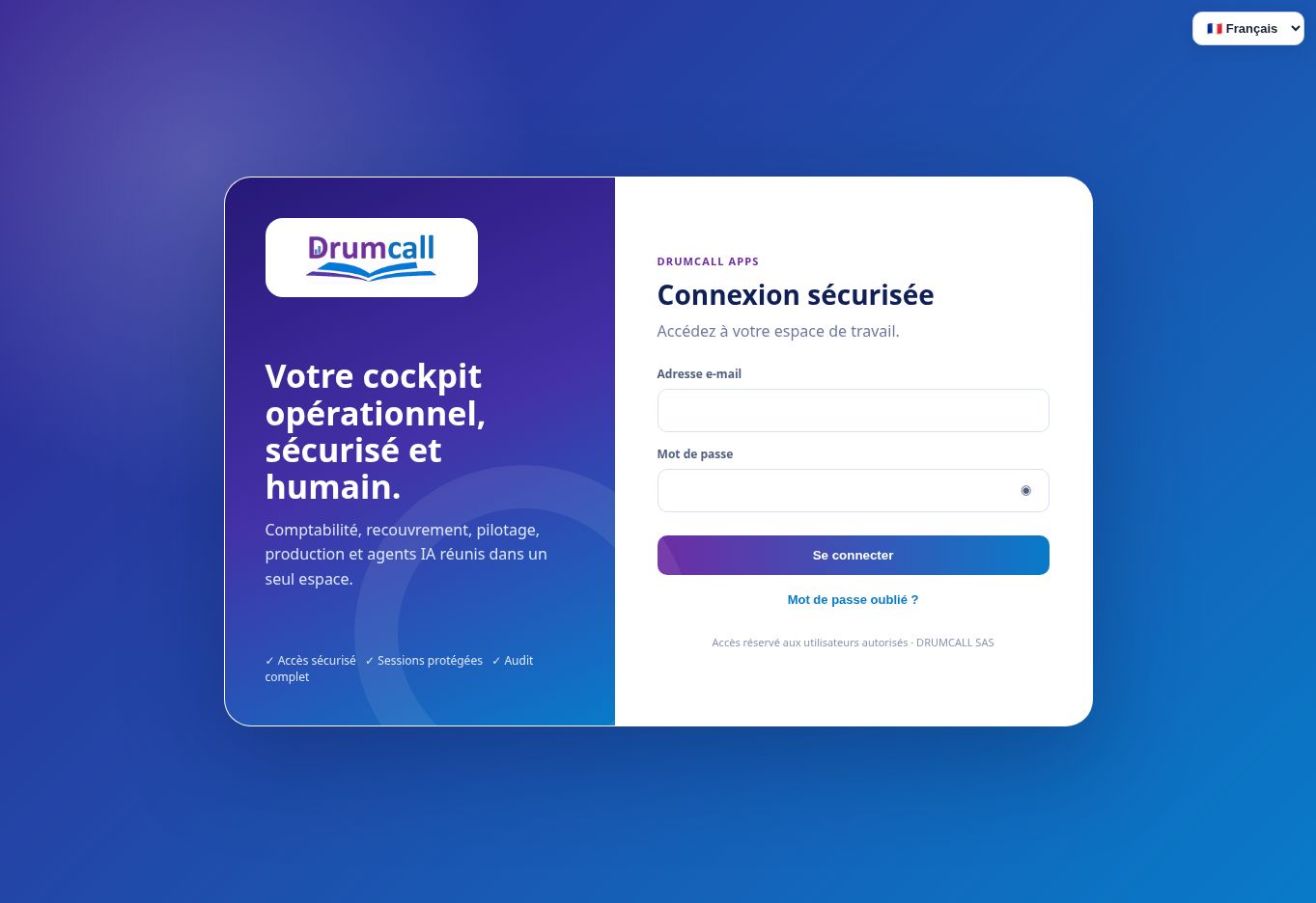 Capture de la connexion DRUMCALL Apps